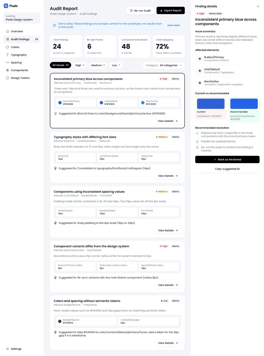 Design System Auditor: audit report with findings